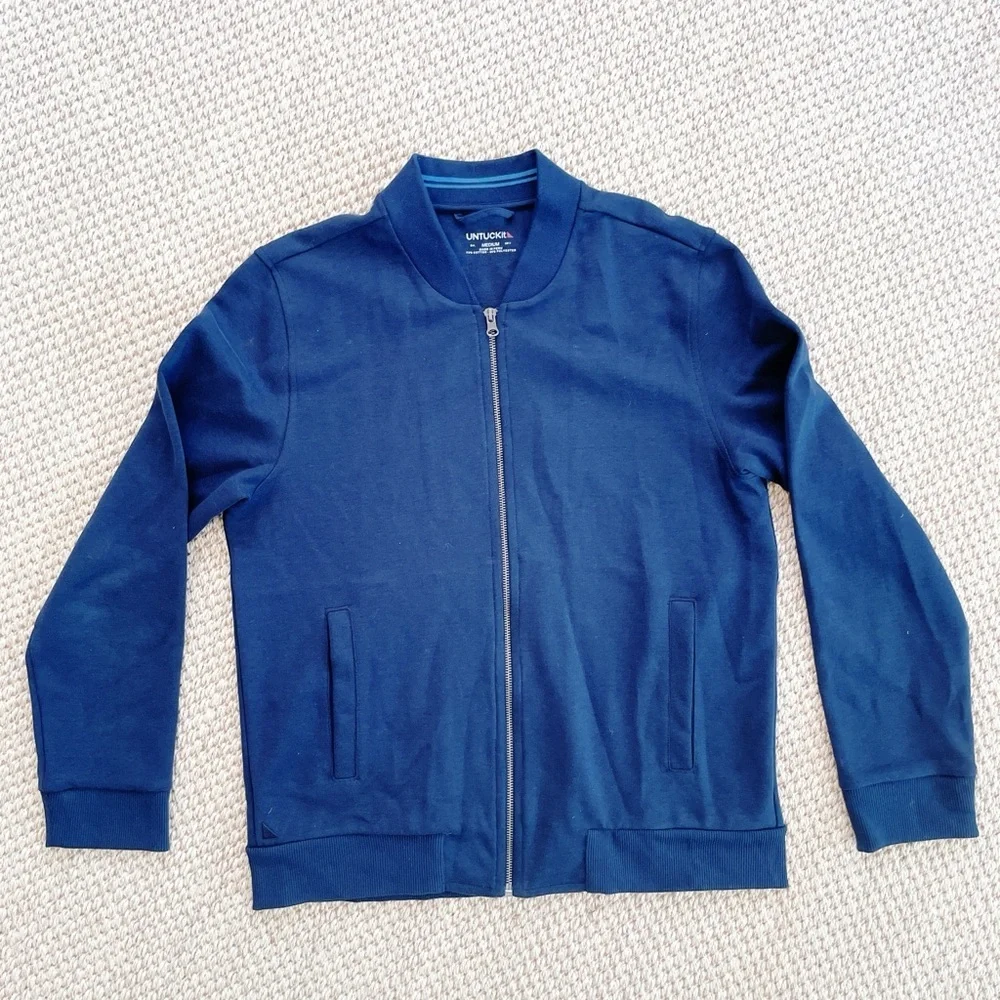 UNTUCKit Jett Zip-Up Bomber Jacket Men’s Medium Navy Casual Lightweight
